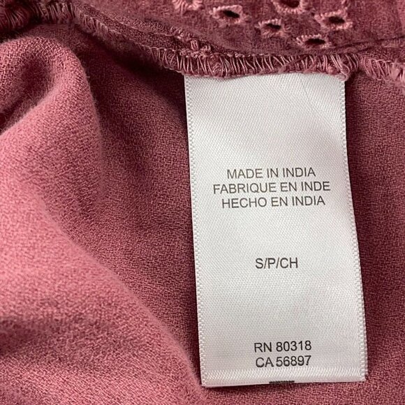 Lucky Brand SMALL Rose Eyelet Lace Loose/Oversized Lightweight Prairie Blouse - Picture 5 of 5